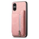 For Sony Xperia 10 VI Retro MagSafe Zipper Wallet Card Bag Back Phone Case(Pink) - 2