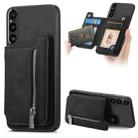 For Sony Xperia 1 V Retro MagSafe Zipper Wallet Card Bag Back Phone Case(Black) - 1