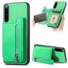 For Sony Xperia 10 V Retro MagSafe Zipper Wallet Card Bag Back Phone Case(Green) - 1