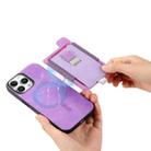 For iPhone 16 Pro Max Retro Magsafe Cross Leather Pull-Out Card Bag Back Phone Case(Purple) - 3