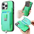 For iPhone 16 Pro Max Retro Magsafe Cross Leather Pull-Out Card Bag Back Phone Case(Green) - 1