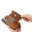 For iPhone 16 Pro Max Retro Magsafe Cross Leather Pull-Out Card Bag Back Phone Case(Brown) - 3