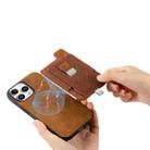 For iPhone 16 Pro Retro Magsafe Cross Leather Pull-Out Card Bag Back Phone Case(Brown) - 3