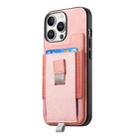 For iPhone 16 Plus Retro Magsafe Cross Leather Pull-Out Card Bag Back Phone Case(Pink) - 2