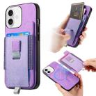 For iPhone 16 Plus Retro Magsafe Cross Leather Pull-Out Card Bag Back Phone Case(Purple) - 1