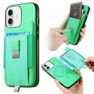 For iPhone 16 Retro Magsafe Cross Leather Pull-Out Card Bag Back Phone Case(Green) - 1