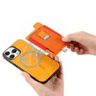 For iPhone 15 Pro max Retro Magsafe Cross Leather Pull-Out Card Bag Back Phone Case(Yellow) - 3