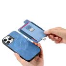 For iPhone 15 Pro max Retro Magsafe Cross Leather Pull-Out Card Bag Back Phone Case(Blue) - 3