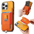 For iPhone 15 Pro Retro Magsafe Cross Leather Pull-Out Card Bag Back Phone Case(Yellow) - 1