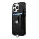 For iPhone 15 Pro Retro Magsafe Cross Leather Pull-Out Card Bag Back Phone Case(Black) - 2