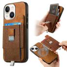 For iPhone 14 Plus Retro Magsafe Cross Leather Pull-Out Card Bag Back Phone Case(Brown) - 1