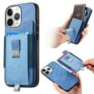 For iPhone 11 Pro Max Retro Magsafe Cross Leather Pull-Out Card Bag Back Phone Case(Blue) - 1