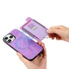 For iPhone 11 Pro Max Retro Magsafe Cross Leather Pull-Out Card Bag Back Phone Case(Purple) - 3