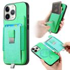 For iPhone 11 Pro Max Retro Magsafe Cross Leather Pull-Out Card Bag Back Phone Case(Green) - 1