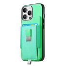 For iPhone 11 Pro Max Retro Magsafe Cross Leather Pull-Out Card Bag Back Phone Case(Green) - 2
