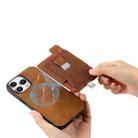 For iPhone 11 Pro Max Retro Magsafe Cross Leather Pull-Out Card Bag Back Phone Case(Brown) - 3