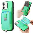 For iPhone 11 Retro Magsafe Cross Leather Pull-Out Card Bag Back Phone Case(Green) - 1