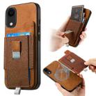 For iPhone XR Retro Magsafe Cross Leather Pull-Out Card Bag Back Phone Case(Brown) - 1