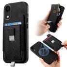 For iPhone XR Retro Magsafe Cross Leather Pull-Out Card Bag Back Phone Case(Black) - 1