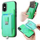 For iPhone XS Max Retro Magsafe Cross Leather Pull-Out Card Bag Back Phone Case(Green) - 1