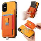 For iPhone X / XS Retro Magsafe Cross Leather Pull-Out Card Bag Back Phone Case(Yellow) - 1