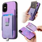 For iPhone X / XS Retro Magsafe Cross Leather Pull-Out Card Bag Back Phone Case(Purple) - 1