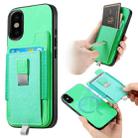 For iPhone X / XS Retro Magsafe Cross Leather Pull-Out Card Bag Back Phone Case(Green) - 1