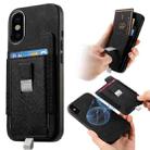 For iPhone X / XS Retro Magsafe Cross Leather Pull-Out Card Bag Back Phone Case(Black) - 1