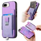 For iPhone 7 Plus / 8 Plus Retro Magsafe Cross Leather Pull-Out Card Bag Back Phone Case(Purple) - 1