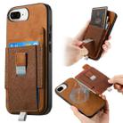 For iPhone 7 Plus / 8 Plus Retro Magsafe Cross Leather Pull-Out Card Bag Back Phone Case(Brown) - 1