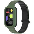 For Xiaomi Band 9 Active Dual Color Soft Case Integrated Magnetic Silicone Watch Band(Dark Green Black) - 1