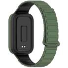 For Xiaomi Band 9 Active Dual Color Soft Case Integrated Magnetic Silicone Watch Band(Dark Green Black) - 2