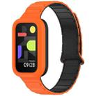 For Xiaomi Band 9 Active Dual Color Soft Case Integrated Magnetic Silicone Watch Band(Orange Black) - 1