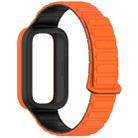 For Xiaomi Band 9 Active Dual Color Soft Case Integrated Magnetic Silicone Watch Band(Orange Black) - 3