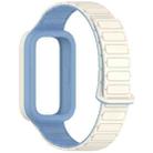 For Xiaomi Band 9 Active Dual Color Soft Case Integrated Magnetic Silicone Watch Band(White Blue) - 3