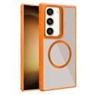For Samsung Galaxy S23+ 5G Plated CD Texture MagSafe Acrylic Hybrid TPU Phone Case(Orange) - 1