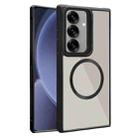 For Samsung Galaxy S25 5G Plated CD Texture MagSafe Acrylic Hybrid TPU Phone Case(Black) - 1
