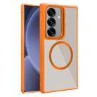 For Samsung Galaxy S25 5G Plated CD Texture MagSafe Acrylic Hybrid TPU Phone Case(Orange) - 1