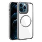 For iPhone 12 Pro Max Plated CD Texture MagSafe Acrylic Hybrid TPU Phone Case(Gray) - 1