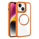 For iPhone 14 Plated CD Texture MagSafe Acrylic Hybrid TPU Phone Case(Orange) - 1