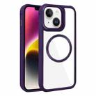 For iPhone 14 Plated CD Texture MagSafe Acrylic Hybrid TPU Phone Case(Purple) - 1