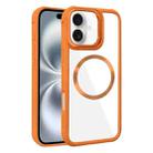 For iPhone 16 Plus Plated CD Texture MagSafe Acrylic Hybrid TPU Phone Case(Orange) - 1