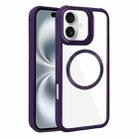 For iPhone 16 Plus Plated CD Texture MagSafe Acrylic Hybrid TPU Phone Case(Purple) - 1