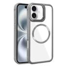 For iPhone 16 Plated CD Texture MagSafe Acrylic Hybrid TPU Phone Case(Gray) - 1