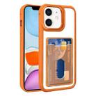 For iPhone 11 Electroplated Card Bag Acrylic Hybrid TPU Phone Case(Orange) - 1