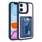 For iPhone 11 Electroplated Card Bag Acrylic Hybrid TPU Phone Case(Blue) - 1