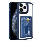 For iPhone 11 Pro Max Electroplated Card Bag Acrylic Hybrid TPU Phone Case(Blue) - 1