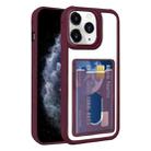For iPhone 11 Pro Max Electroplated Card Bag Acrylic Hybrid TPU Phone Case(Wine Red) - 1