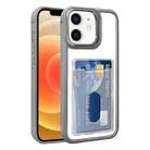 For iPhone 12 Electroplated Card Bag Acrylic Hybrid TPU Phone Case(Grey) - 1