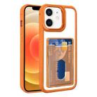 For iPhone 12 Electroplated Card Bag Acrylic Hybrid TPU Phone Case(Orange) - 1